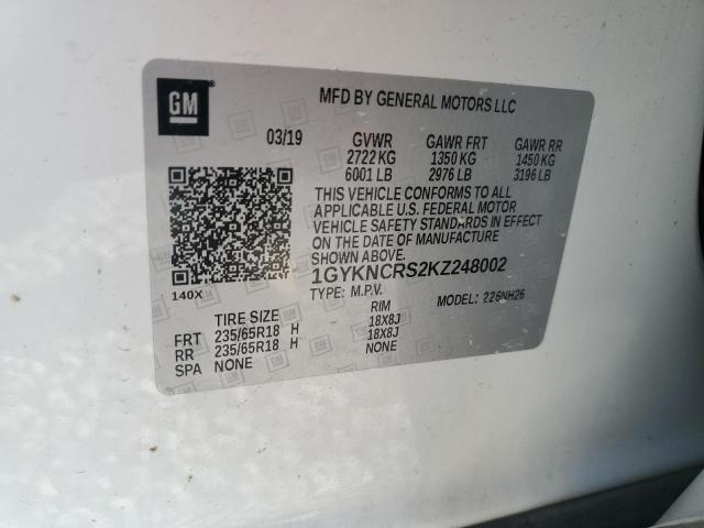 1GYKNCRS2KZ248002 - 2019 CADILLAC XT5 LUXURY თეთრი ფოტო 14