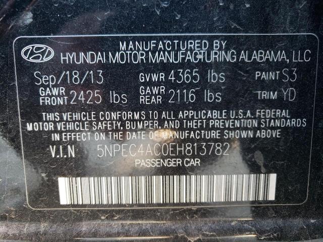 5NPEC4AC0EH813782 - 2014 HYUNDAI SONATA SE BLACK photo 12