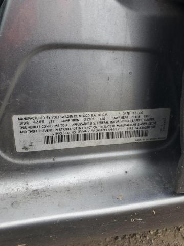 3VWRZ7AJ6AM164622 - 2010 VOLKSWAGEN JETTA SE 灰色 照片 12