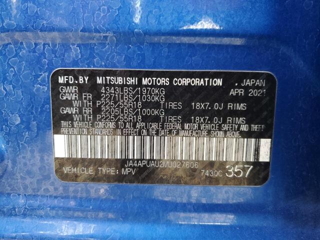 JA4APUAU2MU027606 - 2021 MITSUBISHI OUTLANDER ES BLUE photo 13