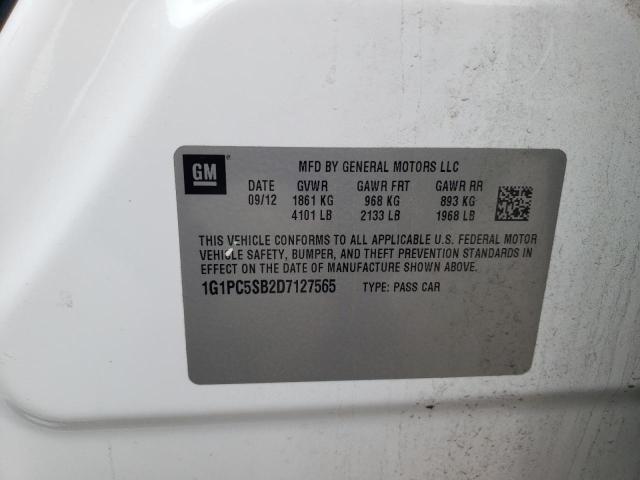 1G1PC5SB2D7127565 - 2013 CHEVROLET CRUZE LT 白色 照片 12