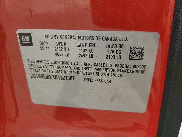 2G1WB5EKXB1327307 - 2011 CHEVROLET IMPALA LT 红色 照片 12