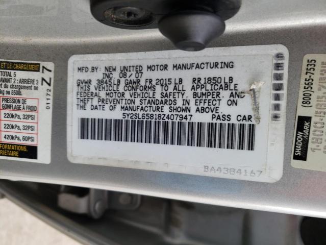 5Y2SL65818Z407947 - 2008 PONTIAC VIBE SILVER photo 12