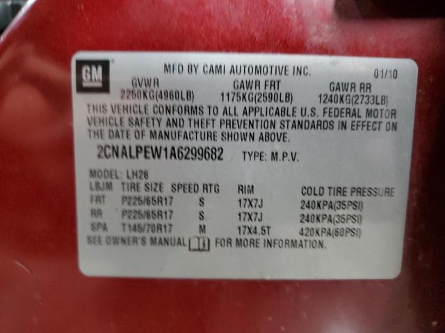 2CNALPEW1A6299682 - 2010 CHEVROLET EQUINOX LT RED photo 13