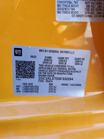 1GC1KLE75SF332294 - 2025 CHEVROLET SILVERADO K2500 HEAVY DUTY ORANGE photo 12