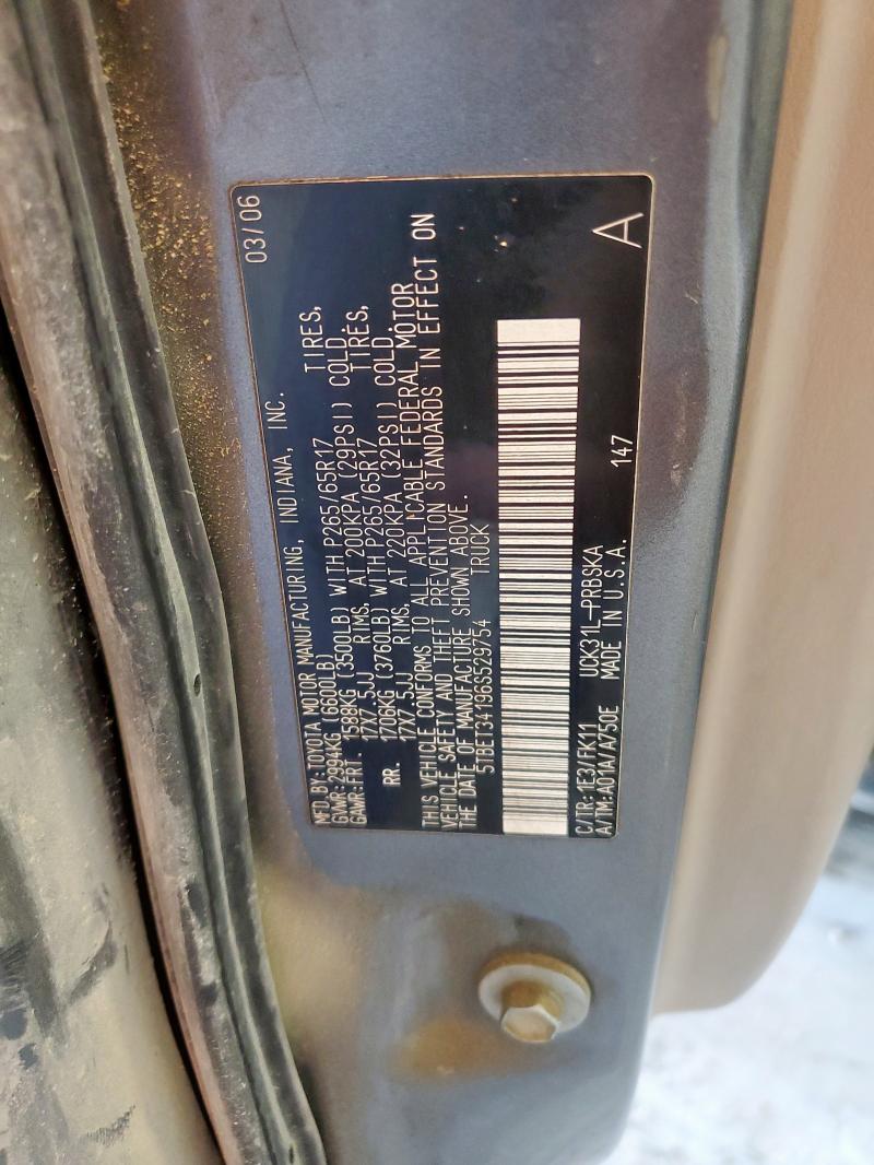 5TBET34196S529754 - 2006 TOYOTA TUNDRA DOUBLE CAB SR5 GRAY photo 12