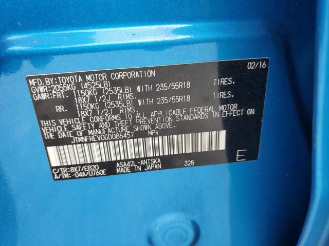 JTMNFREV0GD086457 - 2016 TOYOTA RAV4 SE BLUE photo 13