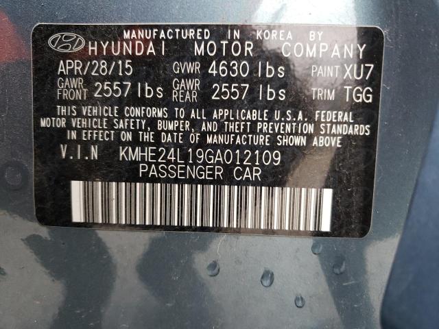 KMHE24L19GA012109 - 2016 HYUNDAI SONATA HYBRID BLUE photo 12