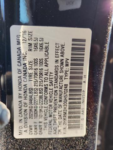 2HKRM3H30GH570248 - 2016 HONDA CR-V LX BLACK photo 13