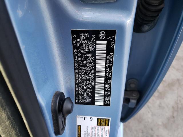 JTDKN3DP4C3015199 - 2012 TOYOTA PRIUS PLUG BLUE photo 13