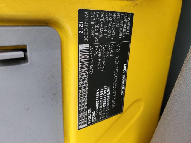 WDYPE8CB3D5777345 - 2013 FREIGHTLINER SPRINTER 2500 YELLOW photo 13