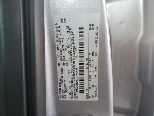 1FMCU9HD5JUA90099 - 2018 FORD ESCAPE SEL Күміс фото 12