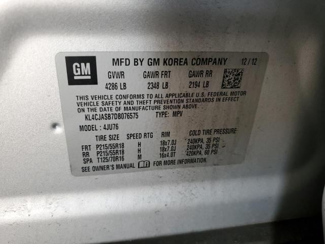 KL4CJASB7DB076575 - 2013 BUICK ENCORE SILVER photo 13