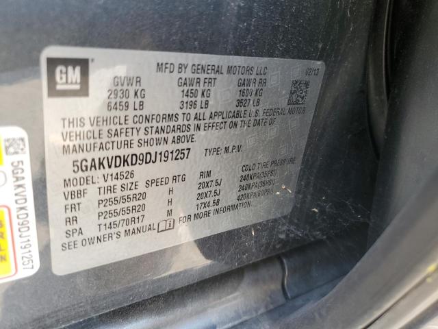 5GAKVDKD9DJ191257 - 2013 BUICK ENCLAVE ნაცრისფერი ფოტო 13