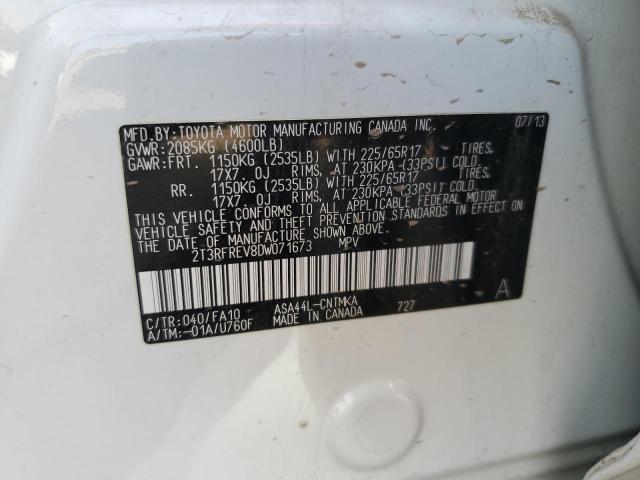 2T3RFREV8DW071673 - 2013 TOYOTA RAV4 XLE WHITE photo 13