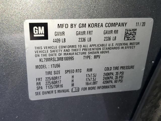 KL79MRSL3MB100995 - 2021 CHEVROLET TRAILBLAZE LT GRAY photo 14