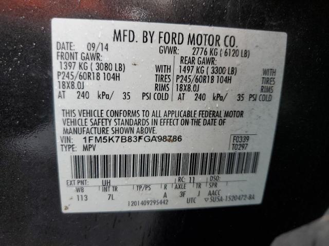 1FM5K7B83FGA98786 - 2015 FORD EXPLORER BLACK photo 13