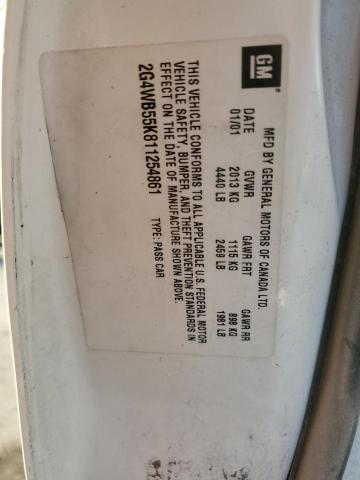 2G4WB55K811254861 - 2001 BUICK REGAL LS WHITE photo 12