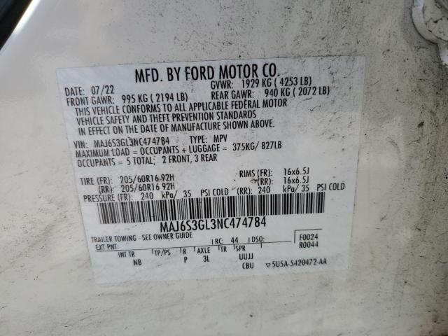 MAJ6S3GL3NC474784 - 2022 FORD ECOSPORT SE 白色 照片 14