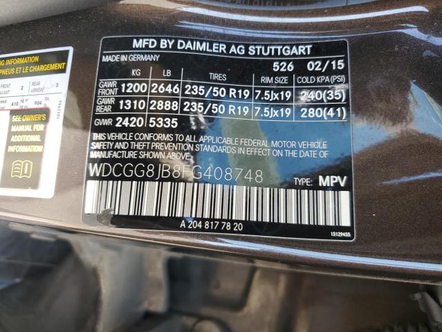 WDCGG8JB8FG408748 - 2015 MERCEDES-BENZ GLK 350 4MATIC BROWN photo 13