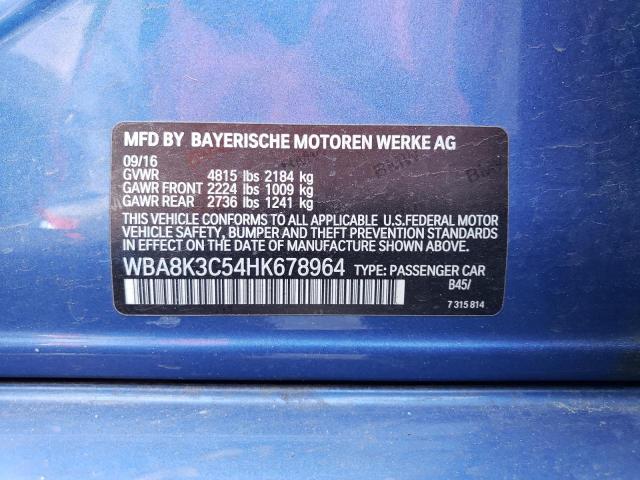 WBA8K3C54HK678964 - 2017 BMW 330 XI BLUE photo 12