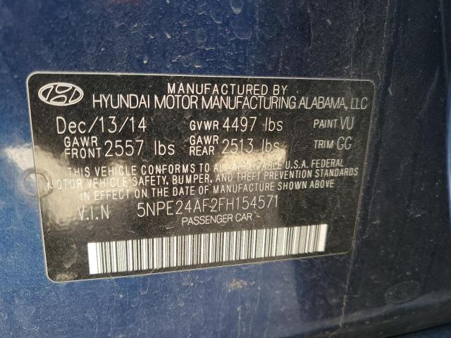 5NPE24AF2FH154571 - 2015 HYUNDAI SONATA SE BLUE photo 12