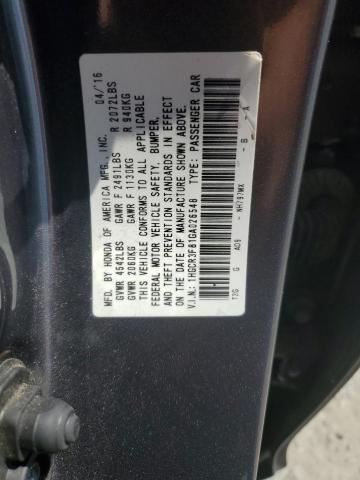 1HGCR3F81GA026548 - 2016 HONDA ACCORD EXL ნაცრისფერი ფოტო 12