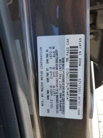 JM1BM1W74E1159015 - 2014 MAZDA 3 GRAND TOURING ნაცრისფერი ფოტო 12