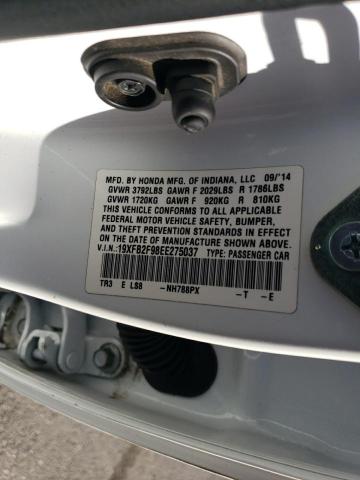19XFB2F98EE275037 - 2014 HONDA CIVIC EXL Սպիտակ լուսանկար 12