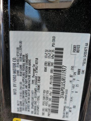 3FA6P0LU5JR111977 - 2018 FORD FUSION SE HYBRID BLACK photo 12