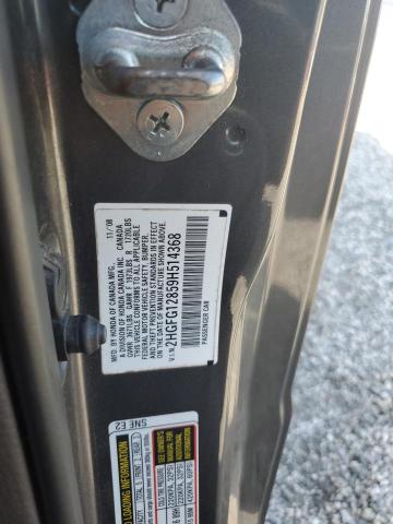 2HGFG12859H514368 - 2009 HONDA CIVIC EX GRAY photo 12