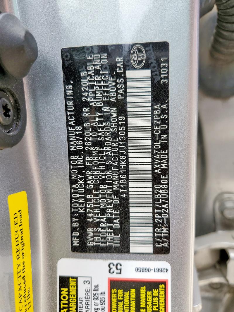 4T1B61HK8JU130519 - 2018 TOYOTA CAMRY XSE SILVER photo 25