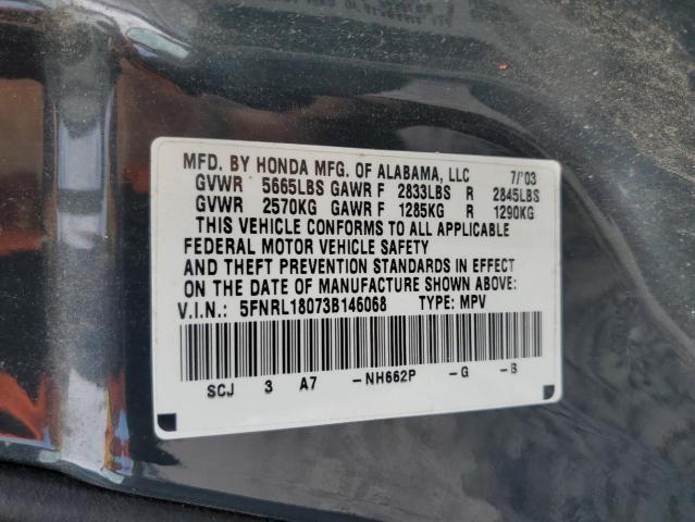 5FNRL18073B146068 - 2003 HONDA ODYSSEY EXL GREEN photo 13