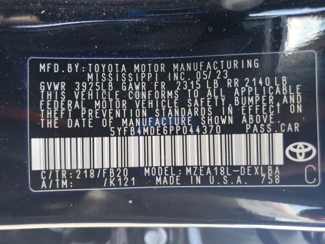 5YFB4MDE6PP044370 - 2023 TOYOTA COROLLA LE Սև լուսանկար 12