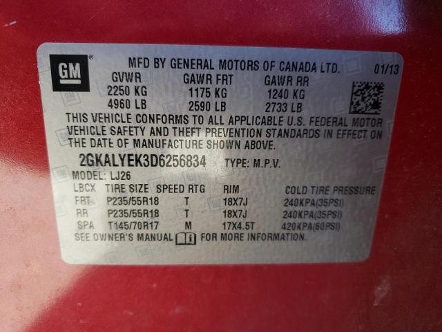 2GKALYEK3D6256834 - 2013 GMC TERRAIN DENALI RED photo 13