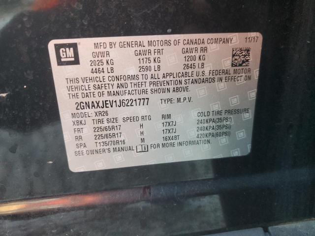 2GNAXJEV1J6221777 - 2018 CHEVROLET EQUINOX LT BLACK photo 14