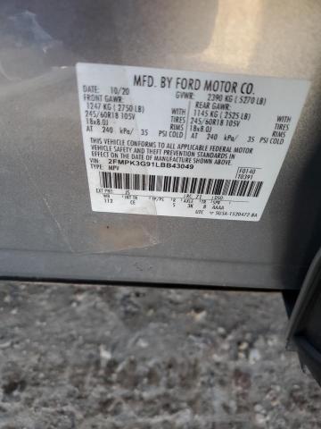 2FMPK3G91LBB43049 - 2020 FORD EDGE SE SILVER photo 13