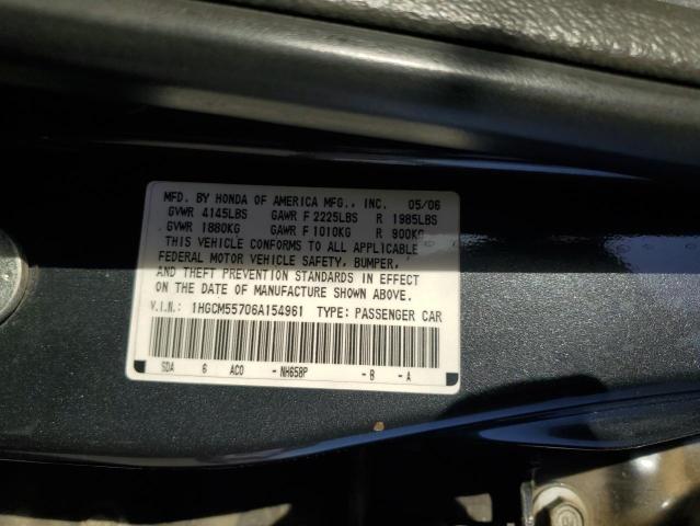 1HGCM55706A154961 - 2006 HONDA ACCORD EX GRAY photo 12