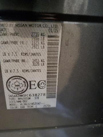 5N1AR2MM3FC638278 - 2015 NISSAN PATHFINDER S 灰色 照片 13