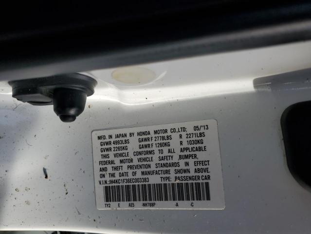 JH4KC1F36EC003383 - 2014 ACURA RLX WHITE photo 12