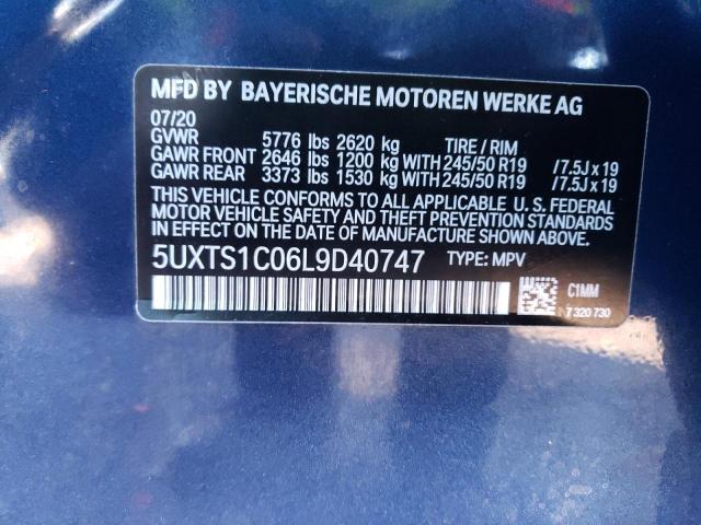 5UXTS1C06L9D40747 - 2020 BMW X3 XDRIVE30E BLUE photo 13