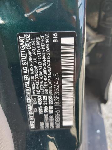 WDBRF61J83F332428 - 2003 MERCEDES-BENZ C 240 绿色 照片 12