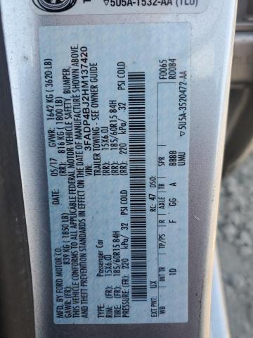 3FADP4BJ2HM137420 - 2017 FORD FIESTA SE SILVER photo 12