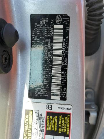 2T1BU4EE9AC464775 - 2010 TOYOTA COROLLA BASE SILVER photo 12