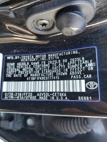 4T1BF1FK8EU777415 - 2014 TOYOTA CAMRY L BLACK photo 12