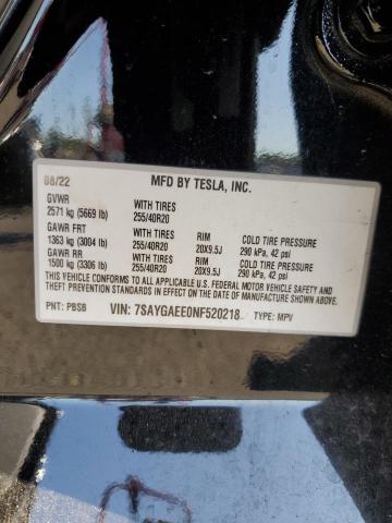 7SAYGAEE0NF520218 - 2022 TESLA MODEL Y Siyah fotoğraf 14