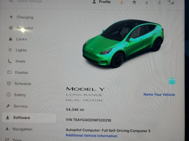 7SAYGAEE0NF520218 - 2022 TESLA MODEL Y Siyah fotoğraf 9