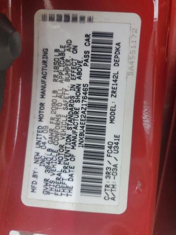 1NXBU4EE2AZ176465 - 2010 TOYOTA COROLLA BASE RED photo 12