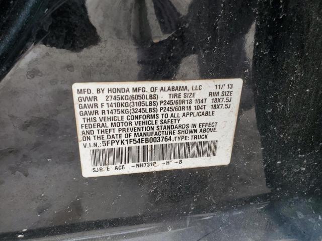 5FPYK1F54EB003764 - 2014 HONDA RIDGELINE RTL BLACK photo 12