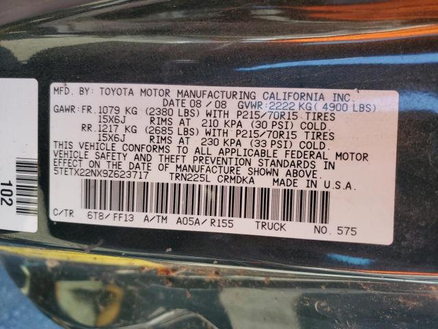 5TETX22NX9Z623717 - 2009 TOYOTA TACOMA ACCESS CAB მწვანე ფოტო 12